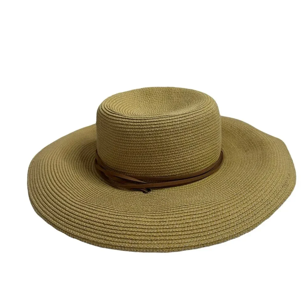 SLOGGERS Tan Braided Womens Sun Hat UPF 50+ Size: 57-58cm Brown Wide Brim